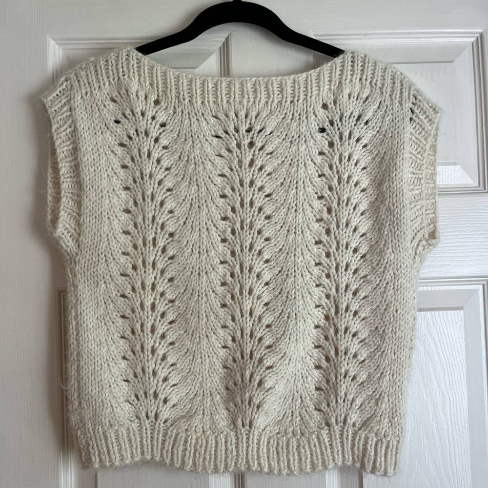 Vintage Cropped Sleeveless Sweater Top - Natural/Ivory